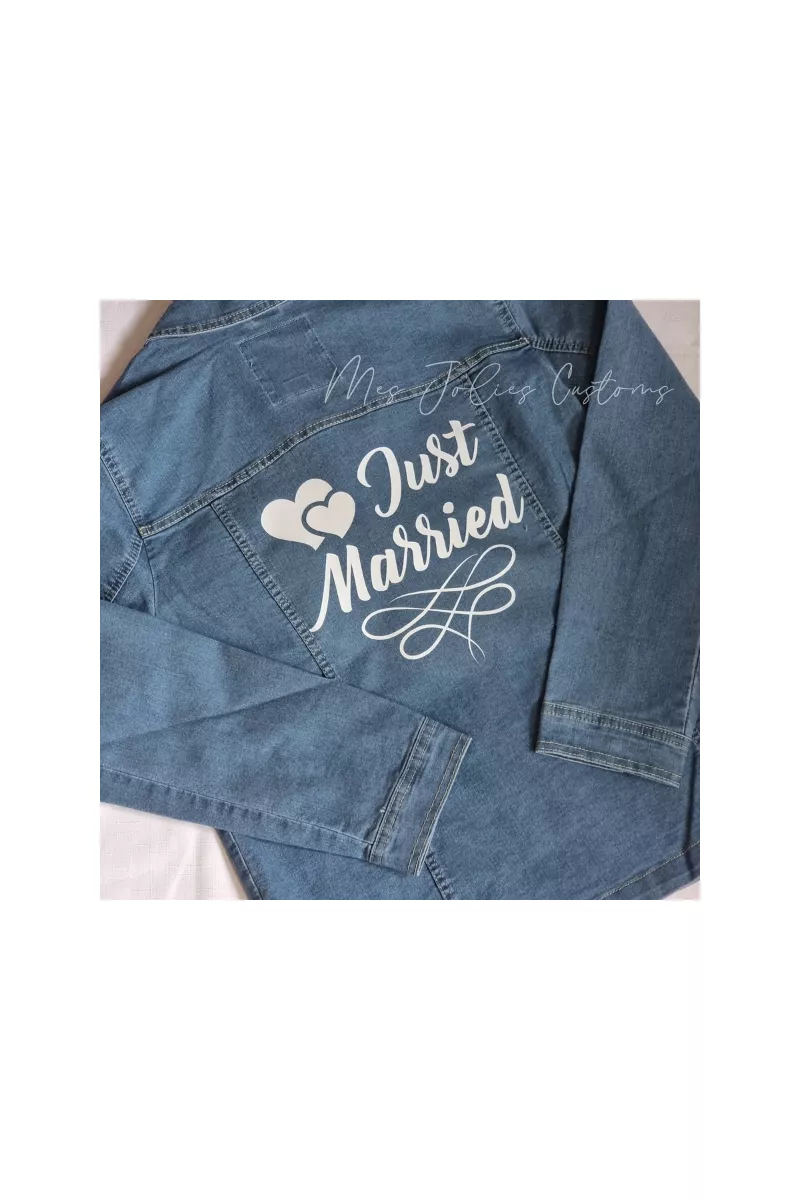 Veste en jean ecriture dos sale