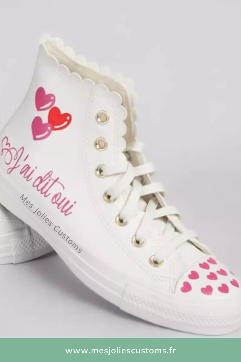 Custom converse personnalisées mariage j'ai dit oui et coeurs