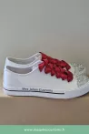 Chaussures en tissus mariage avec strass et rubans